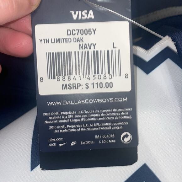NFL Kids Navy and Silver Cowboys Jersey - Picture 5 of 6